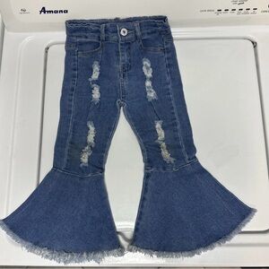 Kids Flare Denim Jeans with Distressed Details